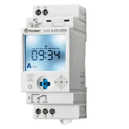 Produktfoto 1 von Finder Digital 12 Zeitschaltuhr 24V ac/dc, Wöchentlich, 1-Kanal, Schraube