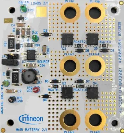 Produktfoto 1 von Infineon AUIR3241S Evaluierungsplatine, AUIR3241S-Platine B2B MOSFET, für Automobilindustrie, Batterie, Stromverteilung,