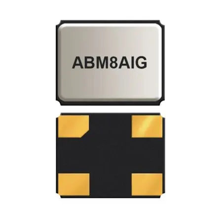 Produktfoto 1 von Abracon 25 MHz Quarz, Oberfläche, 20 ppm, 12 pF, B. 2.5mm, H. 0.8 mm, L. 3.2 mm, SMD, AEC-Q200