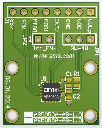 Produktfoto 1 von ams OSRAM AS5050A AS5050A-QF_EK_AB, Adapterplatine Entwicklungstool Sensor, Drehwinkelsensor für AS5050A