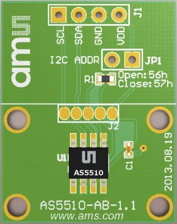 Produktfoto 1 von ams OSRAM AS5510 AS5510-SO_EK_AB, Adapterplatine Entwicklungstool Sensor, Positionssensor für AS5510