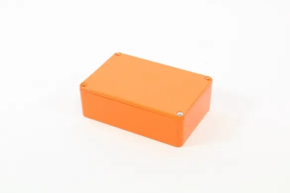 Produktfoto 1 von Hammond 1590; Gehäuse; Aluminiumdruckguss; Orange IP54 Breite 77 mm Höhe 38 mm Länge 117 mm