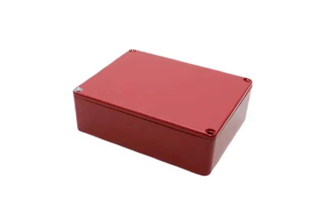 Produktfoto 1 von Hammond 1590; Gehäuse; Aluminiumdruckguss; Rot IP54 Breite 94 mm Höhe 38 mm Länge 120 mm