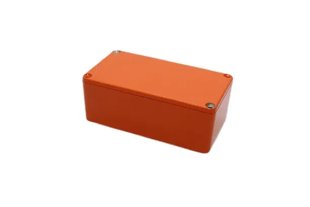 Produktfoto 1 von Hammond 1590; Gehäuse; Aluminiumdruckguss; Orange IP54 Breite 61 mm Höhe 42 mm Länge 113 mm