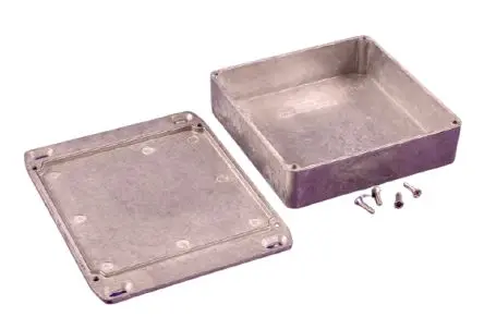 Produktfoto 1 von Hammond 1590; Gehäuse; Aluminiumdruckguss; Natur Geflanscht IP54 Breite 120 mm Höhe 35 mm Länge 120 mm