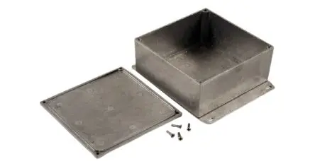 Produktfoto 1 von Hammond 1590; Gehäuse; Aluminiumdruckguss; Natur Geflanscht IP54 Breite 125 mm Höhe 57 mm Länge 125 mm