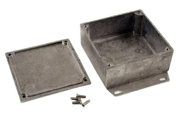 Hammond 1590; Gehäuse; Aluminiumdruckguss; Natur Geflanscht IP54 Breite 92 mm Höhe 42 mm Länge 92 mm