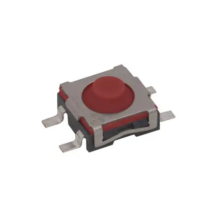 Produktfoto 1 von C & K IP54 Taster 1-poliger Umschalter Rund, Lot Tastend Rot Oberfläche B. 6.1mm L. 6 mm