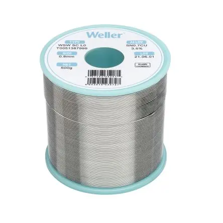 Produktfoto 1 von Weller Draht Lötzinn bleifrei 99.3 %Sn 0 %Pb 0.7 %Cu 0 %Ag, 234 °C, Ø 0.8 mm / 500 g