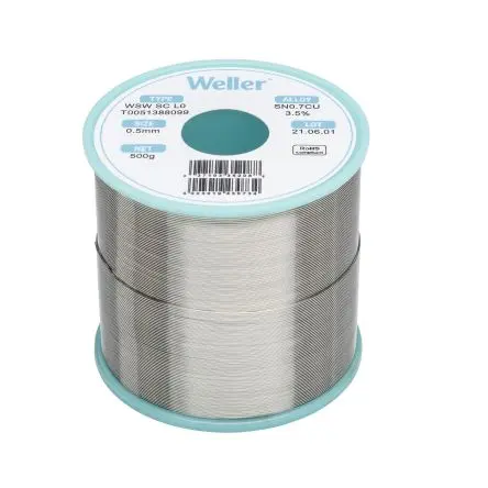 Produktfoto 1 von Weller Draht Lötzinn bleifrei 99.3 %Sn 0 %Pb 0.7 %Cu 0 %Ag, 235 °C, Ø 0.5 mm / 500 g