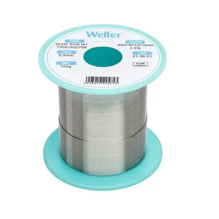 Produktfoto 1 von Weller Draht Lötzinn bleifrei 99.3 %Sn 0 %Pb 0.6 %Cu 0 %Ag, 229 °C, Ø 0.5 mm / 100 g