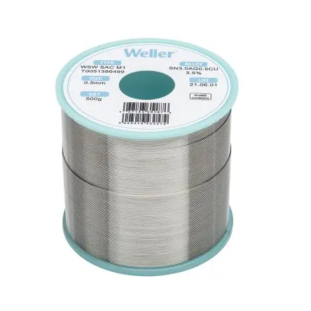 Produktfoto 1 von Weller Draht Lötzinn bleifrei 96.5 %Sn 0 %Pb 0.5 %Cu 3 %Ag, 221 °C, Ø 0.5 mm / 500 g