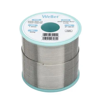 Produktfoto 1 von Weller Draht Lötzinn bleifrei 96.5 %Sn 0 %Pb 0.5 %Cu 3 %Ag, 221 °C, Ø 1.2 mm / 500 g
