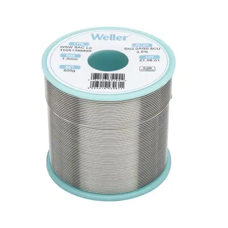 Produktfoto 1 von Weller Draht Lötzinn bleifrei 96.5 %Sn 0 %Pb 0.5 %Cu 3 %Ag, 221 °C, Ø 1 mm / 500 g