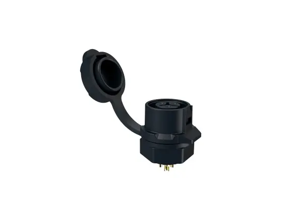 Produktfoto 1 von Amphenol Communications Solutions MRD A M12 Rundsteckverbinder Buchse 3-polig Buchse 5A Panel IP40