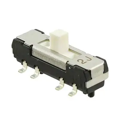 Produktfoto 1 von Nidec Components Schiebeschalter 2-polig, DP3T Oberfläche 500mA, SMD Gull-Wing