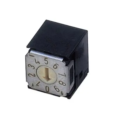 Produktfoto 1 von Nidec Components 10-Stufen SA-7000 Drehschalter 1-poliger Umschalter / 100mA Gebogener Haken, 7 mm x 8mm x 16 mm