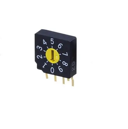 Produktfoto 1 von Nidec Components 10-Stufen SC-2000 Drehschalter 1-poliger Umschalter / 100mA Stift, 7 mm x 8mm x 16 mm