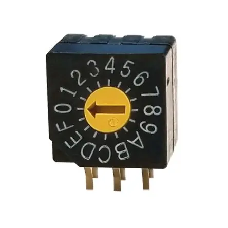 Produktfoto 1 von Nidec Components 16-Stufen SD-1000 Drehschalter 1-poliger Umschalter / 100mA Stift, 7 mm x 8mm x 16 mm