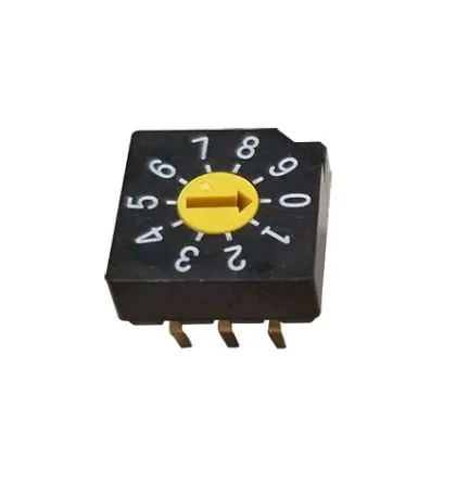 Produktfoto 1 von Nidec Components 10-Stufen SD-2000 Drehschalter 1-poliger Umschalter / 100mA Stift, 7 mm x 8mm x 16 mm