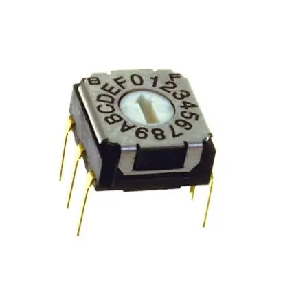 Produktfoto 1 von Nidec Components 10-Stufen SH-7000 Drehschalter 1-poliger Umschalter / 100mA Stift, 7 mm x 8mm x 16 mm