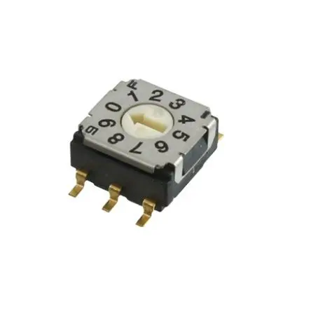 Produktfoto 1 von Nidec Components 10-Stufen SH-7000 Drehschalter 1-poliger Umschalter / 100mA SMD Gull-Wing, 7 mm x 8mm x 16 mm