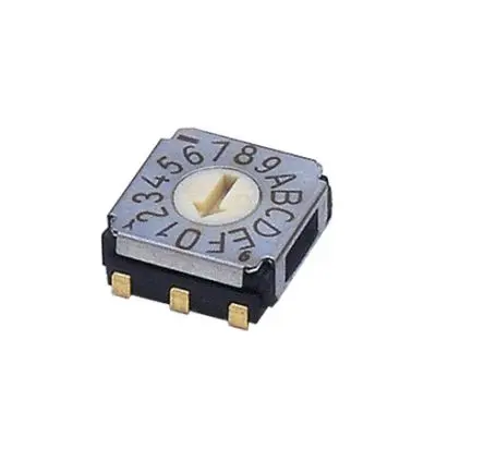 Produktfoto 1 von Nidec Components 16-Stufen SA-7000 Drehschalter 1-poliger Umschalter / 100mA Gebogener Haken, 7 mm x 8mm x 16 mm