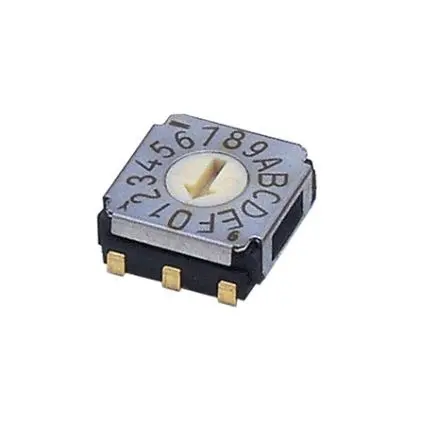 Produktfoto 1 von Nidec Components 16-Stufen SA-7000 Drehschalter 1-poliger Umschalter / 100mA Gebogener Haken, 7 mm x 8mm x 16 mm