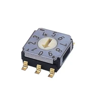 Produktfoto 1 von Nidec Components 10-Stufen SA-7000 Drehschalter 1-poliger Umschalter / 100mA SMD Gull-Wing, 7 mm x 8mm x 16 mm