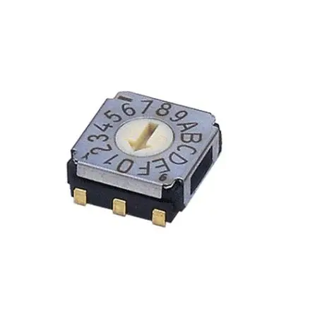 Produktfoto 1 von Nidec Components 16-Stufen SA-7000 Drehschalter 1-poliger Umschalter / 100mA Gebogener Haken, 7 mm x 8mm x 16 mm