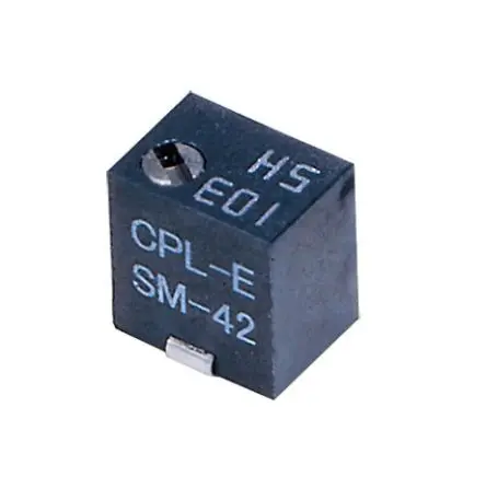 Produktfoto 1 von Nidec Components SM-4 11-Gang Oberfläche Trimm-Potentiometer, Einstellung von oben, 2 mΩ, 10 %, 0.25 W, J-Haken, L. 4.8