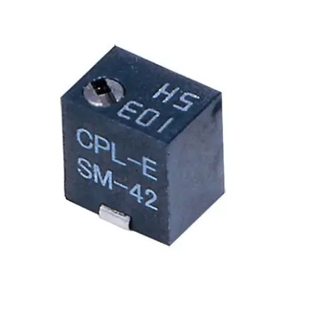 Produktfoto 1 von Nidec Components SM-4 11-Gang Oberfläche Trimm-Potentiometer, Einstellung von oben, 2 mΩ, 10 %, 0.25 W, J-Haken, L. 4.8