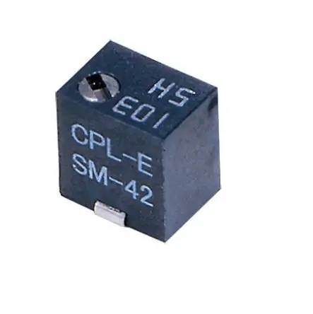 Produktfoto 1 von Nidec Components SM-4 11-Gang Oberfläche Trimm-Potentiometer, Einstellung von oben, 2 mΩ, 10 %, 0.25 W, J-Haken, L. 4.8