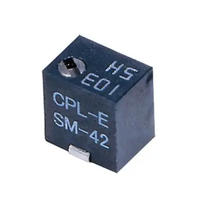 Produktfoto 1 von Nidec Components SM-4 11-Gang Oberfläche Trimm-Potentiometer, Einstellung von oben, 2 mΩ, 10 %, 0.25 W, J-Haken, L. 4.8