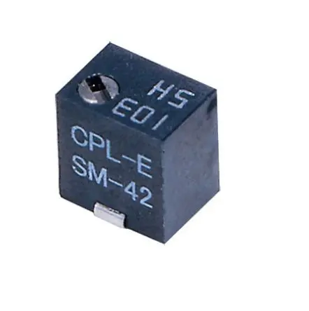 Nidec Components SM-4 11-Gang Oberfläche Trimm-Potentiometer, Einstellung von oben, 2 mΩ, 10 %, 0.25 W, J-Haken, L. 4.8