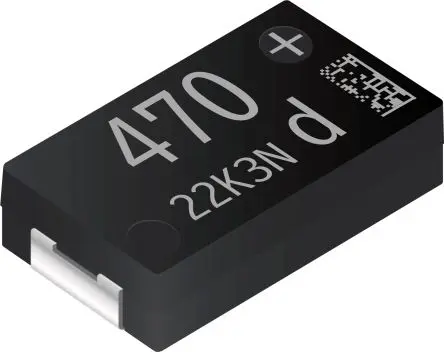 Produktfoto 1 von Panasonic KX, Oberfläche Elektrolyt Polymerkondensator 470 μF ±20 % / 2V, -55 °C → 125 °C