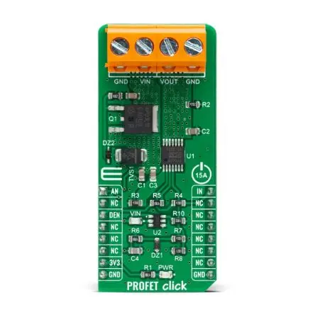Produktfoto 1 von MikroElektronika BTS70041EPPXUMA1 Stromplatine, PROFET Click - 15A Intelligenter Leistungsschalter, für mikroBUS