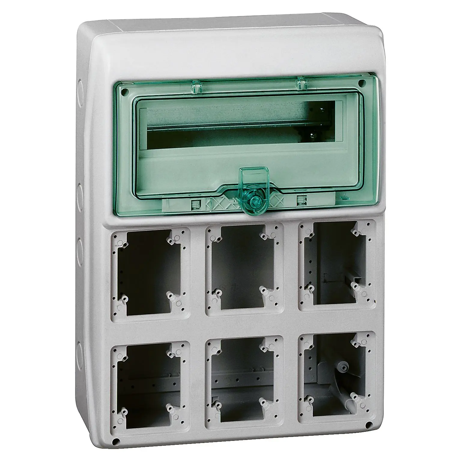 Produktfoto 1 von Schneider Electric Kaedra; Gehäuse; Polymer; Hellgrau (Gehäuse), Grün; IK09 IP65 Breite 340 mm Höhe 460 mm Länge 160 mm