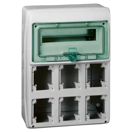 Produktfoto 1 von Schneider Electric Kaedra; Gehäuse; Polymer; Hellgrau (Gehäuse), Grün; IK09 IP65 Breite 340 mm Höhe 460 mm Länge 160 mm