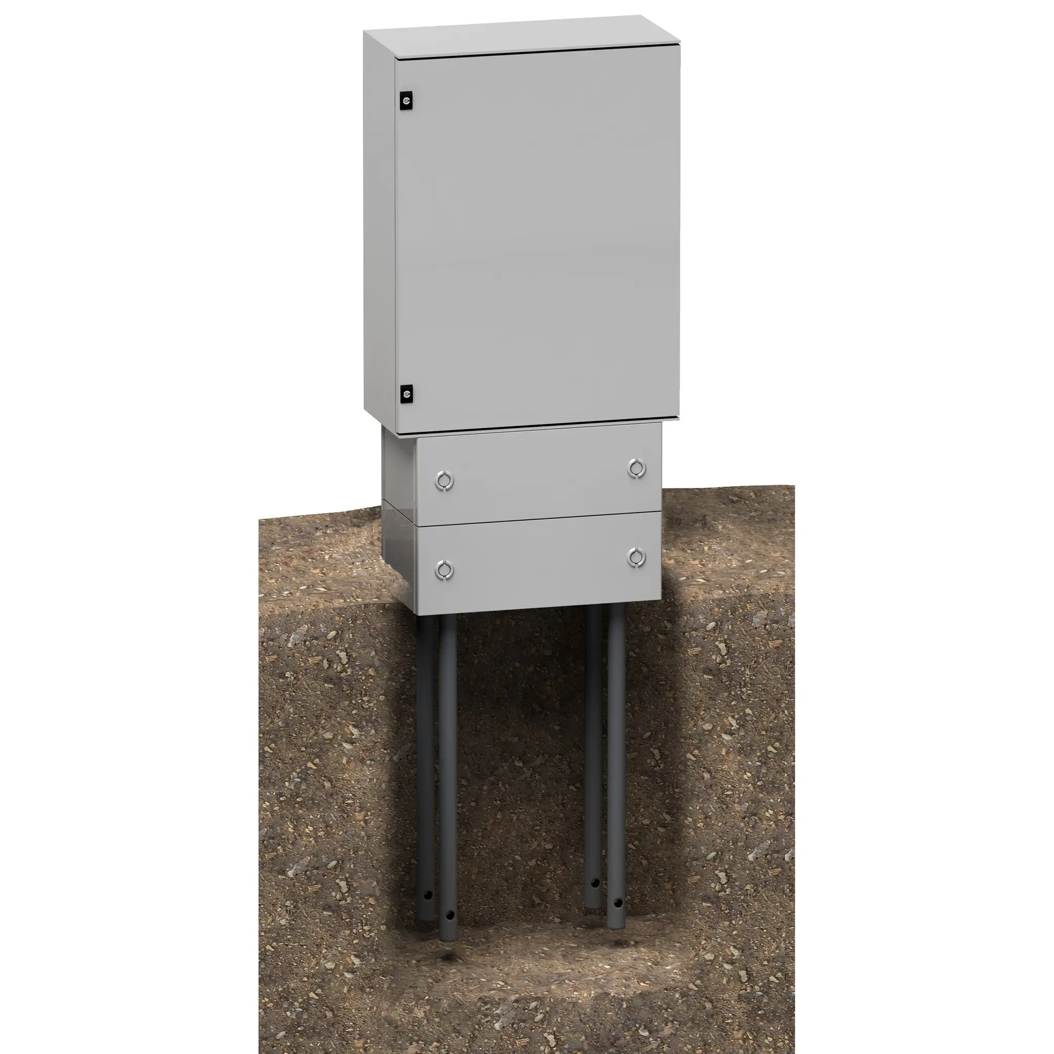 Produktfoto 1 von Schneider Electric Thalassa GF Polyester Sockel Opak Gehäusezubehör Grau, 456 mm, für Thalassa PLM, 1 Türen, H. 200 mm,