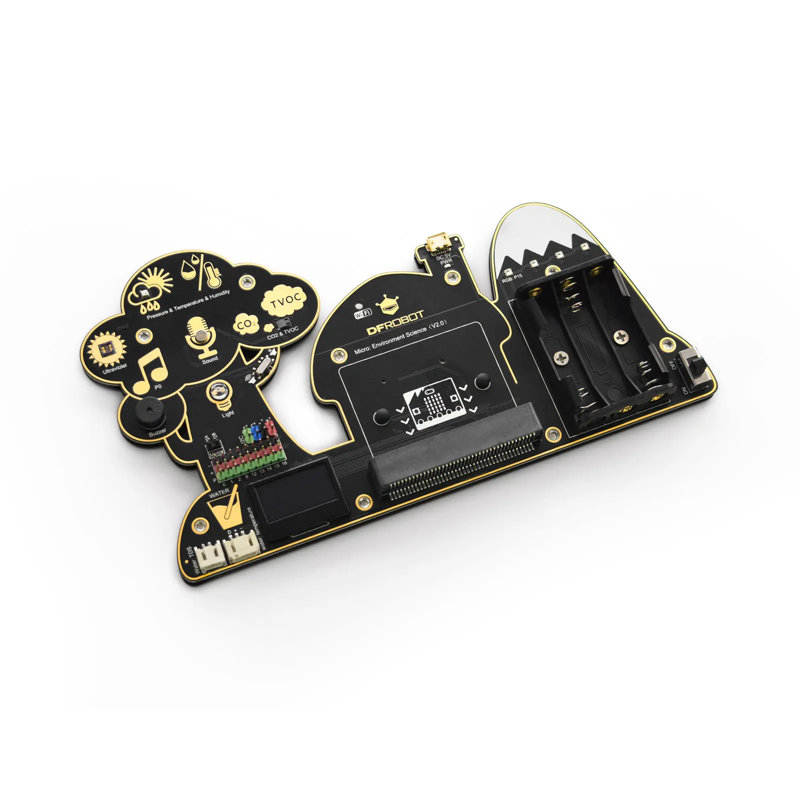 Produktfoto 1 von DFRobot DFRobot Umweltwissenschaft-Erweiterungskarte für Micro:bit V2.0 Platine