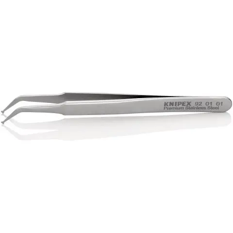 Produktfoto 1 von Knipex 92 01 01 Edelstahl Pinzette, 115 mm Abgewinkelt, Spitze Glatt Antimagnetisch 1-teilig