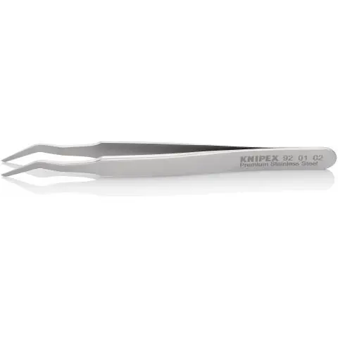 Produktfoto 1 von Knipex 92 01 02 Edelstahl Pinzette, 120 mm Abgewinkelt, Spitze Glatt Antimagnetisch 1-teilig