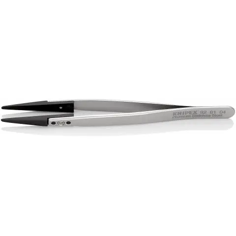 Produktfoto 1 von Knipex 92 81 04 Edelstahl, Karbonfaserverstärkter Kunststoff Pinzette, 130 mm Gerade, Spitze Glatt Antimagnetisch
