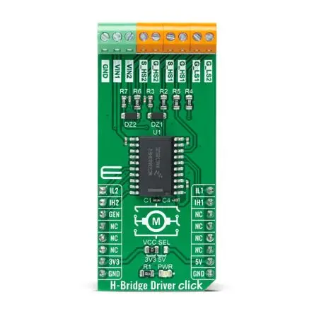 MikroElektronika MC33883 Entwicklungsbausatz Spannungsregler, H-Bridge Driver Click Halbbrücken-Treiber, für