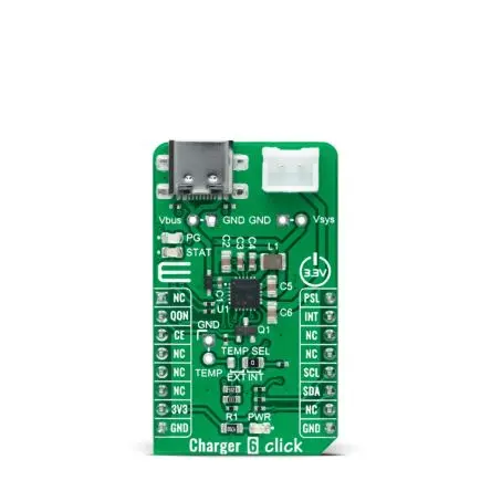 Produktfoto 1 von MikroElektronika BQ25601 Entwicklungsbausatz Spannungsregler, Charger 6 Click Akkuladegerät, für mikrobus-Socket