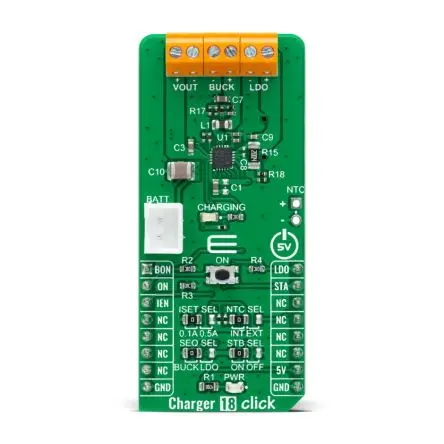Produktfoto 1 von MikroElektronika LTC3553 Entwicklungsbausatz Spannungsregler, Charger 18 Click Akkuladegerät, für mikrobus-Socket