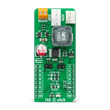 Produktfoto 1 von MikroElektronika MAX6615 Entwicklungsbausatz Spannungsregler, Fan 8 Click Lüftersteuerung, für mikroBUS-Socket