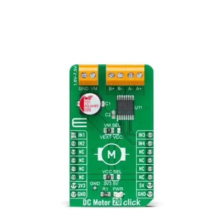 Produktfoto 1 von MikroElektronika TC78H651AFNG Entwicklungswerkzeug für Motoren und Robotik, DC Motor 20 Click Treiber für