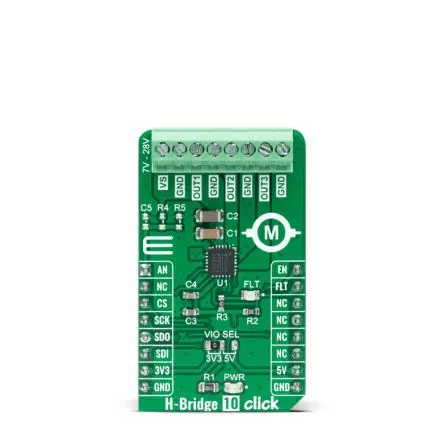 Produktfoto 1 von MikroElektronika MP6523 Entwicklungswerkzeug für Motoren und Robotik, H-Bridge 10 Click Treiber für Gleichstrommotoren,
